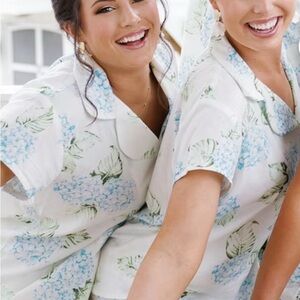 Blue Hydrangea Floral Print Pajama Set